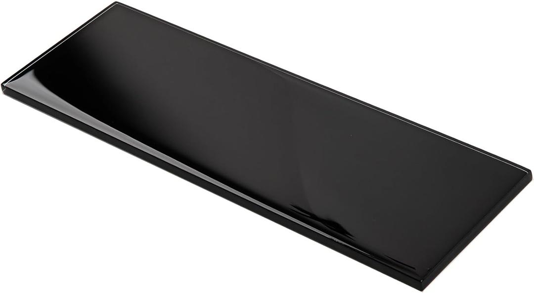 Lovdeco Black Glass Subway Tile, Glass for Bathroom Kitchen Shower Backsplash Wall, 4 x 12 Inches, 4 Sq.Ft., Pack of 11