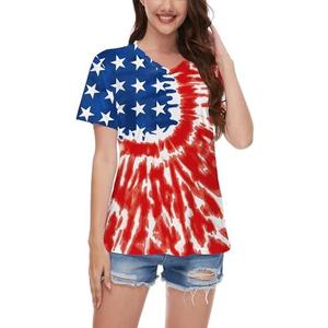 Women's 4th of July Shirt USA Flag Shirts for Women V Neck Independence Day Tops Stars and Stripes Tshirt Star Stripe, M