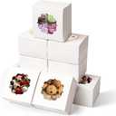 12 Pcs Bakery Boxes 6-In with Windows, Cookie Boxes White for Chocolate Covered Strawberries, Treats, Donuts, Cupcakes, and Candy Gift Giving 6x6x3 Inch