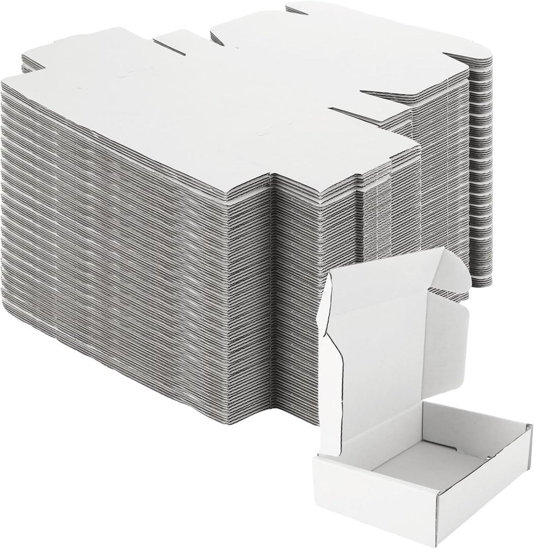 50 Pack 6 x 4 x 1.6 Inch Shipping Boxes, Small Corrugated Cardboard Box White Mailer Boxes Gift Boxes for Business Shipping Mailing Packaging Literature Mailer
