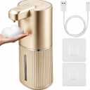 Automatic Soap Dispenser, Foaming Soap Dispenser Touchless with Continuous Dispensing, 4-Level Adjustable, Rechargeable Hand Soap Dispensers, Wall Mounted or Countertop for Bathroom & Kitchen