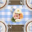 Gingham Table Runner Light Blue and White, Spring Buffalo Plaid Check Table Cloth 72 Inches Long Table Decor, Summer Party Suppliers for Rustic Farmhouse Birthday Wedding Baby Shower Party