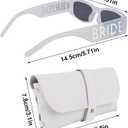 BOXOB Bride Sunglasses for Women, White Square Frame Bridal Sunglasses Bachelorette Party Accessories Bridal Shower Decor Bridesmaid Gifts Bride to Be Favors Bach Party Supplies