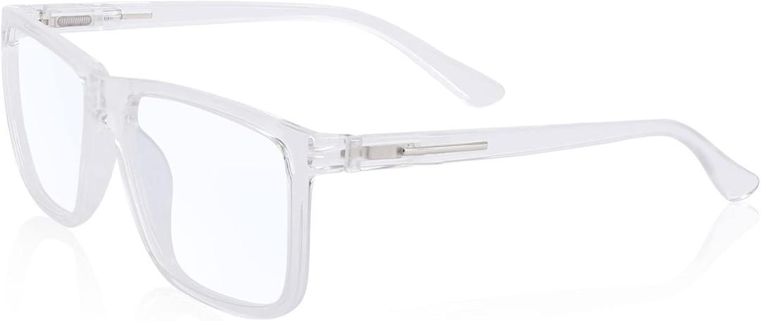 MARE AZZURO Oversized Square Reading Glasses Men Large Readers Big Face 1.00 1.25 1.50 1.75 2.00 2.25 2.50 2.75 3.00 3.50 4.00 5.00 6.00 (Transparent, 5.0)