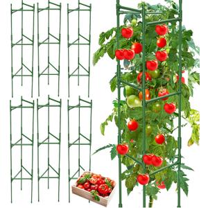 6 Pack Tomato Cage,Tomato Cage for Raised Garden Bed, 48'' Tall Tomato TrellisTriangle or Square Cages for Garden,Pots, Plant Cages & SupportsGreen, Extra Bold