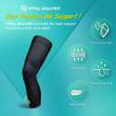 Vital Salveo -Germanium Recovery Compression Sports Full Leg Sleeve Length Thigh Calf Long Knee Sleeve with UV protection Support Single Tight. For Basketball, Arthritis Men and Women (1 PC)-2X-Large, Black