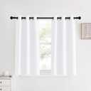 NICETOWN White Short Window Curtains 40 inch Long for Windows, White, W34, 1 Pair, Solid Grommet 50% Light Reducing Thermal Insulated Curtain Panels for Kitchen/Bedroom