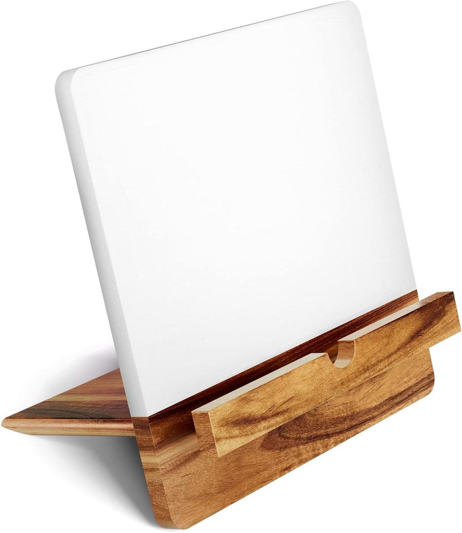 Acacia Cookbook Stand for Kitchen Counter - 12" x 12" Large Adjustable Non-Slip Acacia Wood Book Stand for Cookbooks - Collapsible for Easy Storage - Extra Large Recipe Book Holder for Kitchen Counter