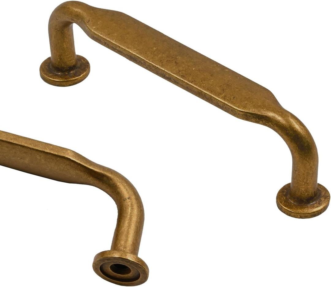 Asidrama 10 Pack 3 Inch(76mm) Antique Brass Kitchen Cabinet Handles, Cabinet Pulls Kitchen Cabinet Hardware for Cupboard Drawer Pulls (3" Hole Center)