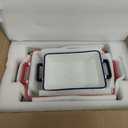 Peohud Set of 3 Casserole Dishes for Oven, Porcelain Baking Dishes with Handle, Large Rectangular Lasagna Pans, Ceramic Bakeware Set for Cooking, Kitchen, Cake Dinner, Banquet, Wedding and Daily Use