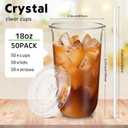 Ziliny 50 Sets Clear Plastic Cups with Lids and Straws, Disposable Iced Coffee Cups Drinking PET for Cold Drinks, Juice, Smoothie, Coffee Shops, Party, Christmas (18 oz,Clear)