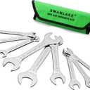SWANLAKE 9-piece Super-Thin Open End Wrench Set, SAE 1/4", 9/32", 5/16", 3/8", 11/32", 13/32", 7/16", 1/2", 9/16", 11/16", 5/8", 19/32", 3/4", 13/16", 7/8", 15/16", 1", 1-1/16" with Rolling Pouch