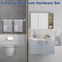NearMoon 5 Pieces Bathroom Hardware Set 304 Stainless Steel, Square Towel Rack Kit - 24" Towel Rod + Towel Ring + Toilet Paper Holder + 2 Robe Hooks, Wall Mounted Bath Accessories (Brushed Nickel)