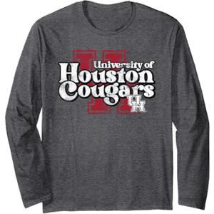 Houston Cougars Apparel Vintage Distressed Logo Neutral Long Sleeve T-Shirt, 2XL