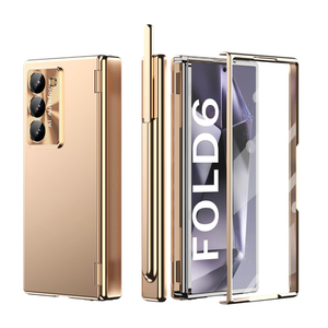 GOUHGKH for Galaxy Z Fold6 Case,with Buit-in Screen Protector, Rugged Hinge Protection, Camera len Cover, Full Body Protective Phone Case for Samsung Z Fold 6, Pink Gold