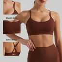 Womens Adjustable Spaghetti Strap Sports Bra Scoop Neck Yoga Crop Top Wireless Padded Workout Bra for Pilates Daily Wear (XL)