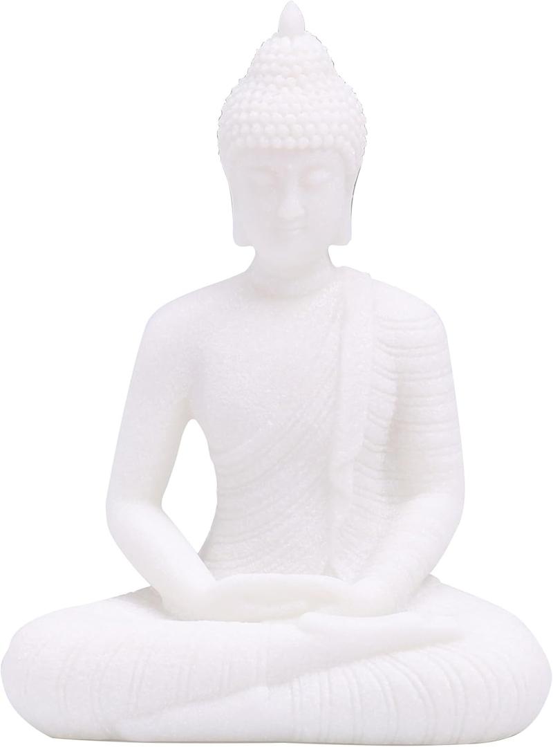 White Buddha Statue for Home Decor Small Meditation Indoor and Outdoor Decoration Garden, Yoga, Alter, Prayer Spiritual Living Figurine