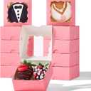 RomanticBaking 3 " x 3 " x 1 " 50PCS Chocolate Truffle Boxes for 4Cookies Boxes Soap Boxes Donut Boxes Macaron Boxes Mini Bakery Boxes with Window Brownie Box (Pink)