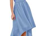 rrhss Flower Girls One Shoulder Ruffle Dresses Flowy A-line Twirl Sleeveless Dress Cute Wedding Prom Party Gowns (Blue)