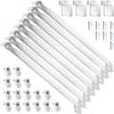 12 Inch Wire Shelf Brackets Set, 8 Pack Metal White Closet Support Bracket with End Brackets & Clips for Wire Shelving Wall Bracket Installation, Support Wire Closet Shelves Racks