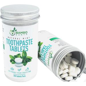 200 Pack Natural Toothpaste Tablet Bits - Chewable Mouthwash Whitening Bite Tablets for Teeth SLS & Fluoride Free Eco & Travel Friendly - Zero Waste Packaging - Mint & Activated Charcoal (Peppermint)