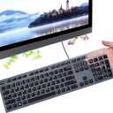 Keyboard Cover for DELL KB216 KB216b KB216t KB216d KB216p Wired & KM636 & Dell Optiplex 5250 3050 3240 5460 7450 705, Dell Inspiron 24" 27" 7700/7790/3475/3670/3477 All-in one Desktop Keyboard -Black