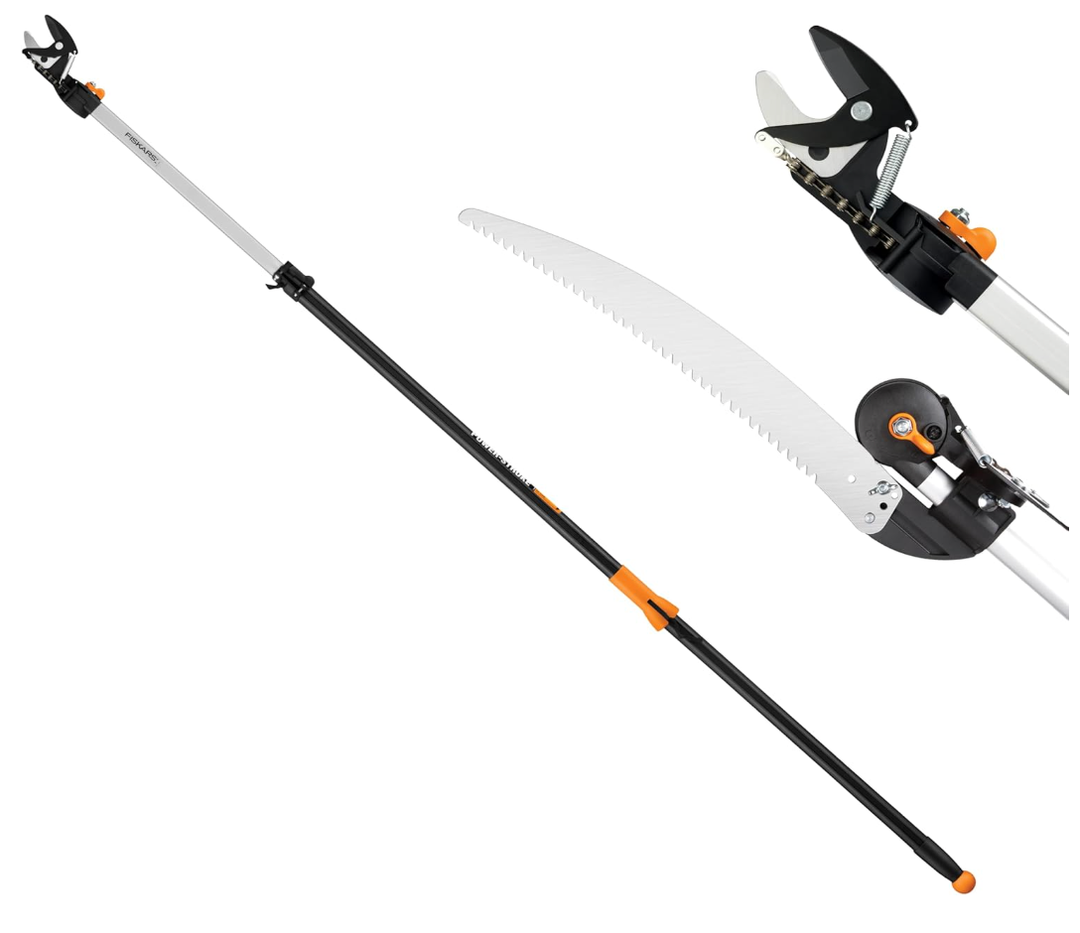 Fiskars 8-12 Ft Extendable 2-in-1 Tree Pruner & Pole Saw with Rotating Head