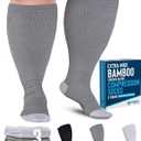 Doctor's Select 3 Pairs Plus Size Compression Socks Wide Calf | Bamboo Viscose Knee High Extra Wide Calf Compression Socks Women & Men | Black, White, Gray (4X-Large)