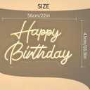 HMT Happy Birthday Neon Sign Warm White 22×16.9 Inch Large Backdrop Neon Light, Dimmable LED Light Up Sign for Birthday Party Wall Decor
