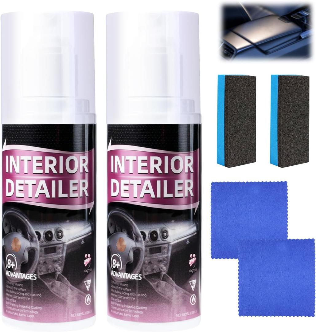 2pcs Car Interior Cleaner,Deep Cleaner Polishing, Large 15 Ounce Capacity Interior Detailer, Tire Cleaner, Suitable for Cleaning Rubber, Plastic, leather Surfaces Inside the Car