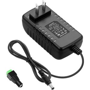 ALITOVE 24V 1A 24W DC Power Supply Adapter 100~240V AC to DC 24 Volt 1 Amp Converter 24 vdc 1000mA 800mA 600mA 400mA 200mA with 5.5mm x 2.5mm 2.1mm Plug for LED Strip Light CCTV Camera Fan