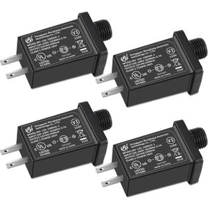 [4Pack] Replacement Yard Inflatable Adapter - 1.5A Transformer US Plug for Halloween Christmas Thanksgiving Inflatables, Class 2 Power Supply 120vac 60hz for LED Light