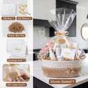 Colingmill Woven Empty Gift Basket 14 * 10 * 5.5 in Basket with Gift Bag Ribbon and Paper Filler Thank You Card Tag for Nursery Living Room Shelves Birthday(Khaki,Jumper Wire)