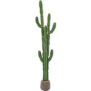 UV-Resistant Artificial Fake Cactus Plants 7ft – Tall Fake Cacti Outdoor Tree with Brown Decorative Planter – Large Faux Tropical Cactus for Indoor & Outdoor Home, Office, or Garden Decor