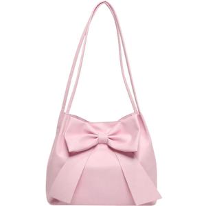 Verdusa Women's PU Leather Shoulder Tote Bags Bow Satchel Purses (Pink)