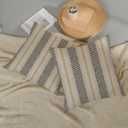 Black Pillow Covers 18x18 Inch 2 Pcs Boho Mustard Yellow Polka Dots Striped Decor Throw Pillows Modern Geometric Outdoor Farmhouse Decoration Pillowcase Linen Cushion Cover for Couch Sofa