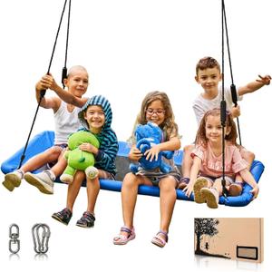 60-Inch Heavy-Duty Rectangle Platform Swing for Backyards - 700lb Capacity Waterproof Outdoor, Kids & Adults Tree Swing (Blue)