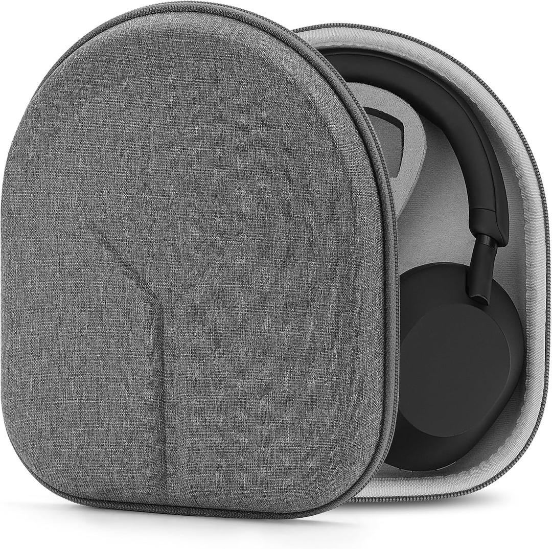Geekria Shield Headphones Case Compatible with Sony WH-CH720N, WH-1000XM5, WH-1000XM4, WH-XB910N, Replacement Hard Shell Travel Carrying Bag with Cable Storage (Grey)
