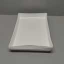 US Acrylic White Plastic Serving Trays (Set of 4) 15 x 10 | Large Unbreakable Reusable Rectangular Party Platters | Serve Appetizers, Fruit, Veggies, & Desserts | BPA-Free & Made in USA