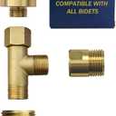 Universal Bidet T Adapter for Any Brand Bidet Hose, All-in-One Solution fit Toilet Tank Inlet or Angle Valve Outlet, 3/8"-7/8"-1/2"Brass Made