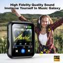 MP3 Player with 128GB TF Card, Bluetooth 5.4 Lossless Sound Audio Player, 2" Touch Screen Portable Music Player with Speaker, Voice Recorder Digital Cameras (with Camera, Black, 2")
