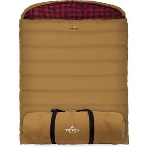 Teton Mammoth Queen Size Double Sleeping Bag- A Warm Bag The Whole Family can Enjoy Great for Camping, Hunting and Base Camp. Compression Sack Included, Mammoth 20F, Bro