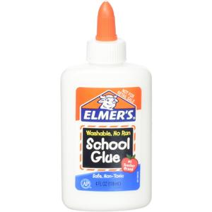 6 x Elmer's Washable No Run School Glue, 4 Ounces, White and Dries Clear