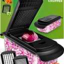 PrepNaturals Vegetable Chopper with Container, Veggie Chopper, Food Chopper & Onion Chopper - Mandoline Slicer for Kitchen (4 in 1, Black)