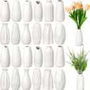 Yaomiao Set of 24 5'' White Ceramic Bud Vase Bulk Boho Rustic Small Flower Vase for Wedding Centerpieces Home Dining Table Decoration DIY Gift, 12 Styles