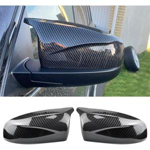 Side Mirror Covers Compatible with B-MW X5 E70 2006-2013 X6 E71 E72 2007-2014, Door Rearview Mirror Cap Replacement,Bonus Blind Spot Mirrors Included (Carbon Black)