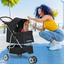 FDW | 3-Wheel Foldable Pet Stroller | Black | Lightweight & Portable