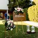1 PC Gold Easel Stand for Sign, Metal Sign Holder, Adjustable Wedding Sign Stand with Chain Support, Sign Holder for Display, Party Painting.