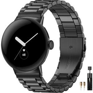 Metal Bands Compatible with Google-Pixel-Watch-2-Band for Women Men, No Gap Stainless Steel Band for Pixel Smartwatch 42025 41mm/32024/2/ 1 41mm