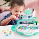 Magnetic Baby Fishing Toy Set, 3 in 1 Fishing Game for Toddlers & Kids with Slideway & Music Story, 10 Fish, 3 Dolphins, 2 Fishing Poles, Learning Educational Sound Effect Toys (Green1)